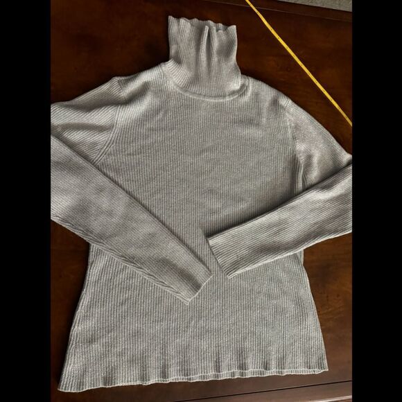 Worthington Vintage Sparkly Ribbed Long Sleeve Turtleneck Sweater Gray Large - Picture 9 of 12